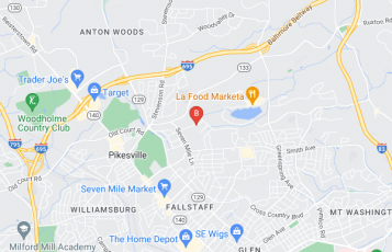 Eco Pro Restoration location map: 3315 Midfield Rd, Pikesville, MD
