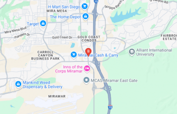 The Home Store location map: 9499 Kearny Villa rd, Suite 107, San Diego, CA